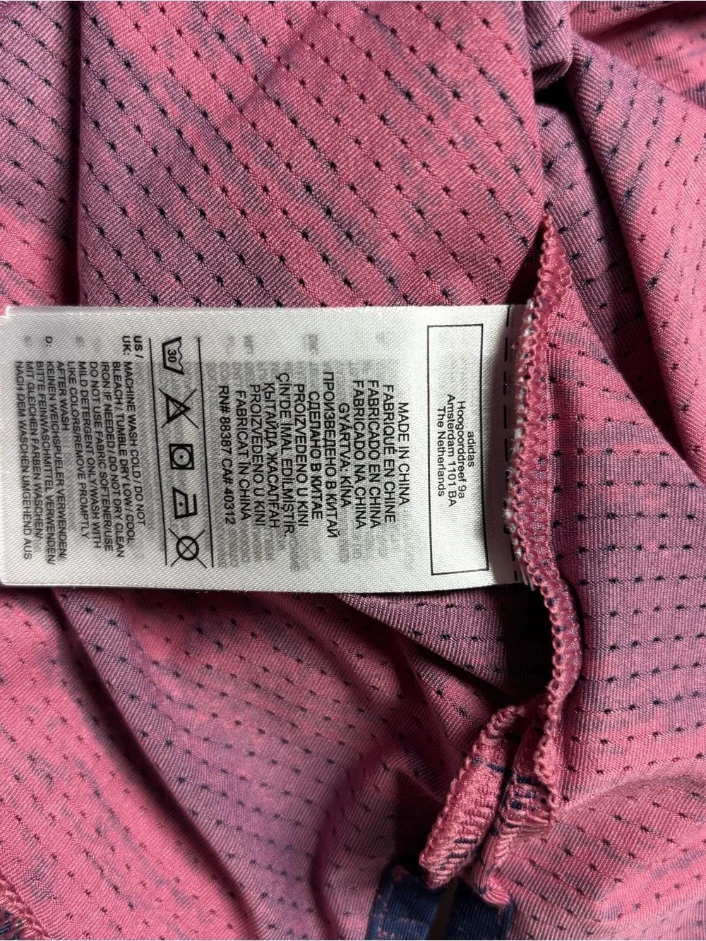 adidas Men's Pink and Navy Striped TPC Boston Golf Polo